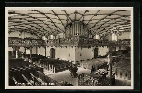 AK Freudenstadt, Innenansicht der Ev. Stadtkirche Blick auf das Orgeleck