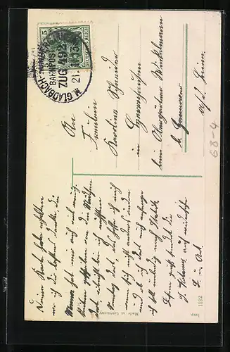 AK küssendes Paar mit Schirm