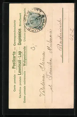 AK Jäger mit seiner Geliebten unter Blumen