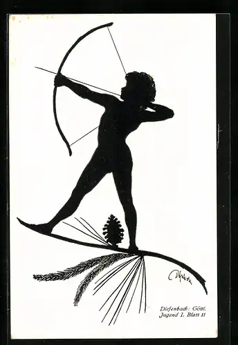 Künstler-AK Diefenbach: Göttl. Jugend I. Blatt 11, Junger Bogenschütze