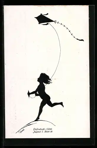 Künstler-AK Diefenbach: Göttliche Jugend I. Blatt 18, Kind mit Drachen