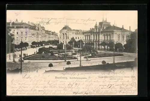 AK Bamberg, Schönleinsplatz mit Strasse