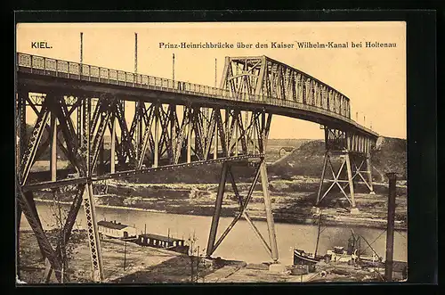 AK Kiel-Holtenau, Prinz-Heinrich-Brücke über den Kaiser-Whilhelm-Kanal bei