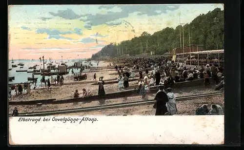 AK Hamburg-Altona, Elbstrand mit Badegästen