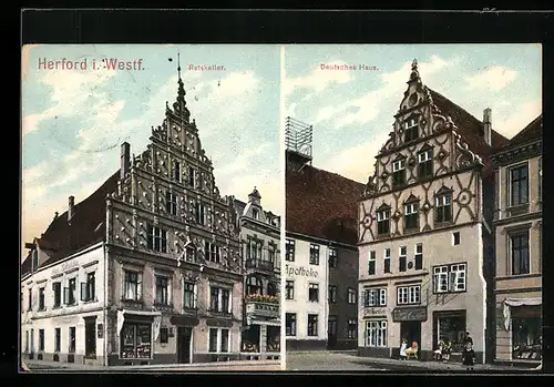 AK Herford, Ratskeller, Deutsches Haus