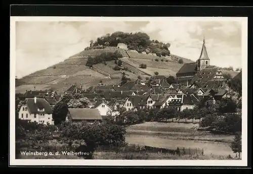 AK Weinsberg a. d. Weibertreu, Blick zur Kirche in der Ortschaft