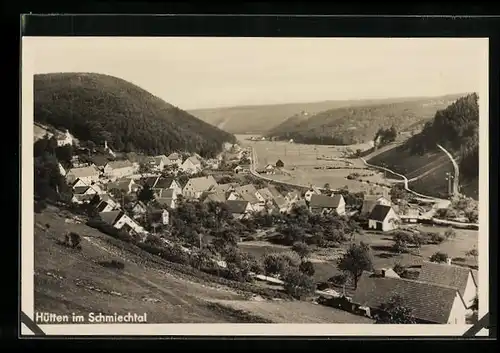 AK Hütten im Schmiechtal, Ortsansicht mit Hütten