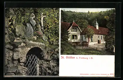 AK Freiburg i. B., St. Ottilien, betende Frau