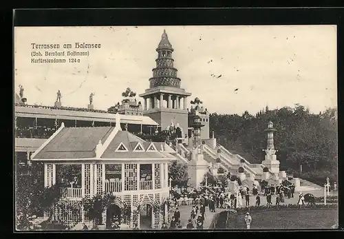 AK Halensee, Lunapark, Gäste an den Terrassen, Kurfürstendamm 124a