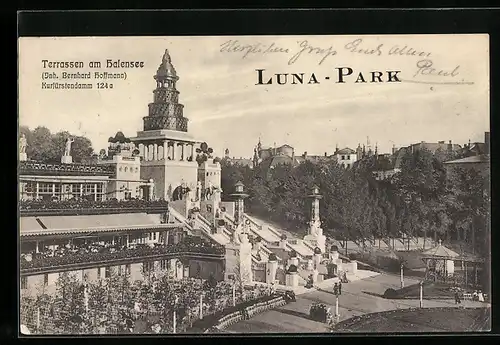 AK Halensee, Terrassen im Luna-Park, Kurfürstendamm 124a