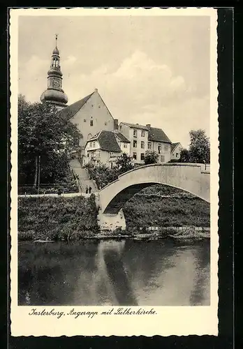 AK Insterburg, Idylle mit Angerapp mit Lutherkirche