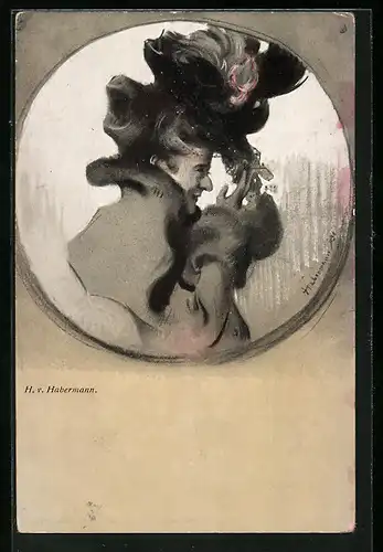 Künstler-AK München, Ausstellung 1908, Dame mit Hut