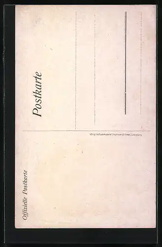 Künstler-AK Ludwigsburg, Gewerbe- und Industrie-Ausstellung 1914, Gebäude mit Springbrunnen