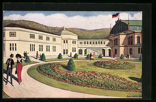 Künstler-AK Stuttgart, Ausstellung für Gesundheitspflege 1914, Verwaltungsgebäude