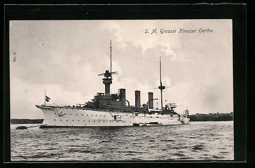 AK Kriegsschiff SM Grosser Kreuzer Hertha des Ostasiengeschwaders