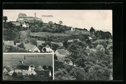AK Gnotzheim, Brauerei A. Gentner, Teilansicht mit Schloss Spielberg