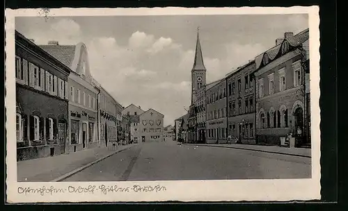 AK Osterhofen, Strasse mit Geschäften