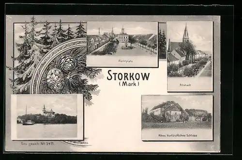 AK Storkow /Mark, Altstadt, Altes Kurfürstliches Schloss, Marktplatz