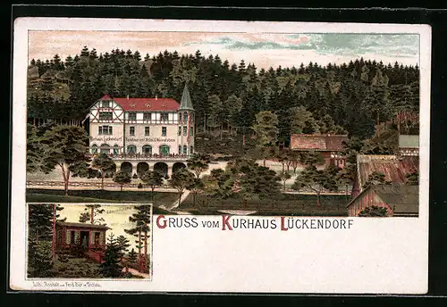 Lithographie Lückendorf, Kurhaus Lückendorf, Edmundshütte