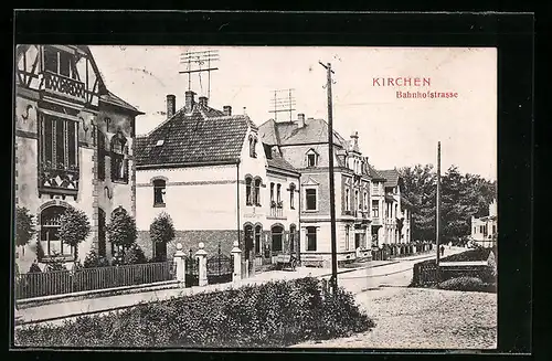 AK Kirchen, Bahnhofstrasse mit Postamt