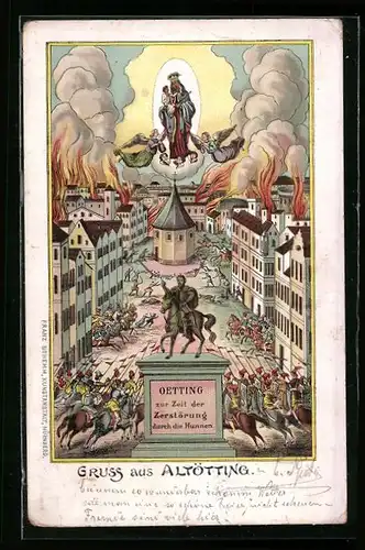 Lithographie Altötting, Denkmal, Madonnenbild