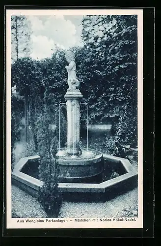 AK Eschenbach, aus Wengleins Parkanlagen, Mädchen mit Norica-Häkel-Nadel