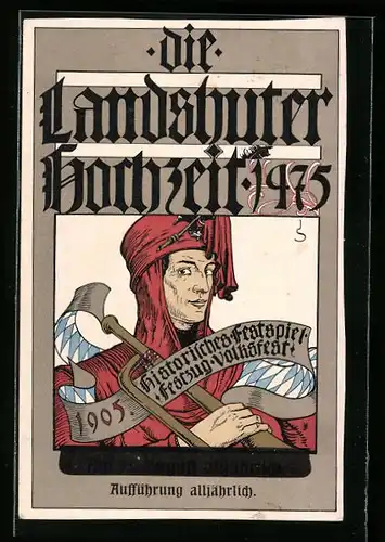 Künstler-AK Landshut, Festpostkarte Landshuter Hochzeit 1475