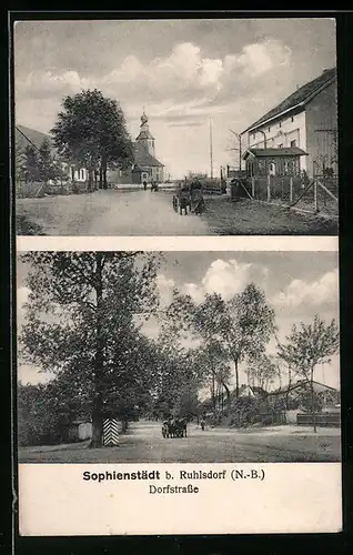 AK Sophienstädt b. Ruhlsdorf /N.-B., Partien in der Dorfstrasse
