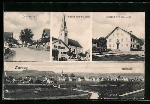 AK Aitrang, Handlung v. Jos. Geyr, Kirche und Pfarrhof, Ortsstrasse