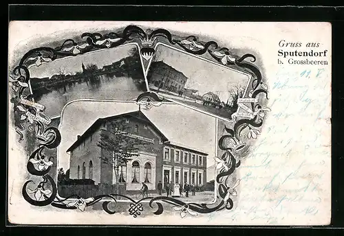 AK Sputendorf b. Grossbeeren, Gasthof zu den drei Kronen, Inh.: Otto Vogel