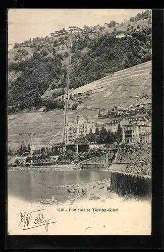 AK Territet-Glion, Funiculaire, Bergbahnmotiv