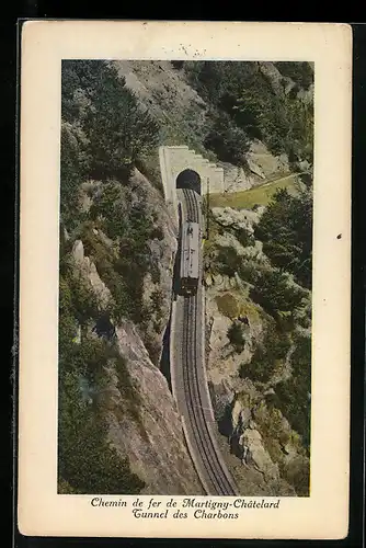 AK Chemin de fer de Martigny-Châtelard, Tunnel des Charbons, Bergbahn