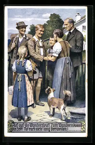 Künstler-AK Richard Assmann: Auf, auf, ihr Wandersleut!..., Abschied