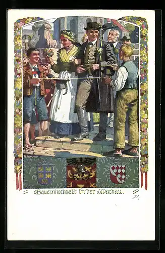 Künstler-AK Karl Alex Wilke: Verein Südmark, Bauernhochzeit in der Wachau