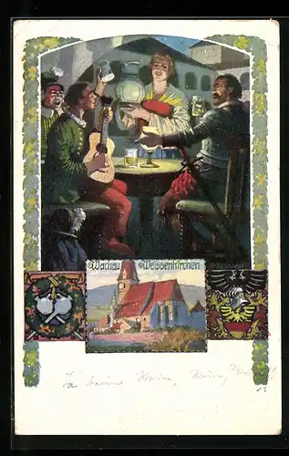 Künstler-AK Richard Assmann: Wachau, Weissenkirche