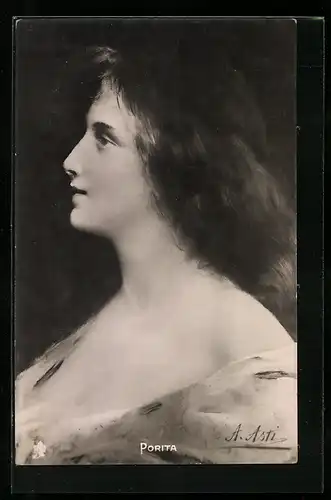 Künstler-AK Angelo Asti: Porita, Frau im schulterfreien Kleid
