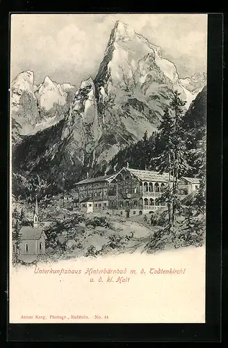 Künstler-AK Edward Theodore Compton: Unterkunftshaus Hinterbärnbad m.d. Todtenkrichl u.d. kl. Halt