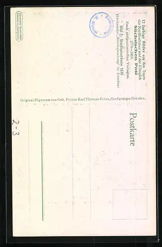 Künstler-AK 5. Stadtpostbote 1830, Sächsische Briefsammlung in Dresden