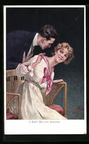 Künstler-AK Ruab Gnischaf: Junge Frau wehrt einen Verehrer ab