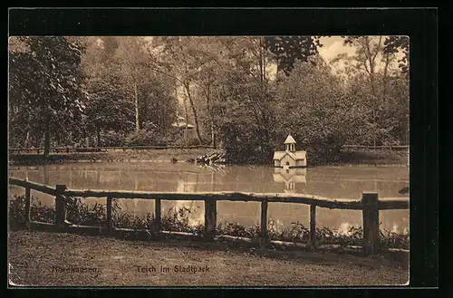 AK Nordhausen, am Ufer des Teichs im Stadtpark