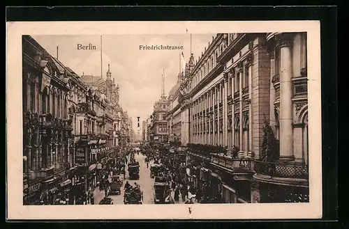 AK Berlin, reges Treiben in der Friedrichstrasse