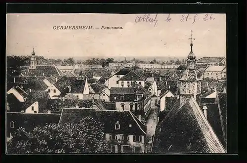 AK Germersheim, Panorama der Stadt, Blick auf die Kirche