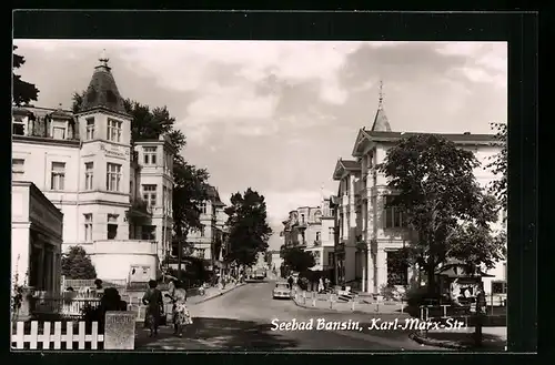 AK Seebad Bansin, Blick in die Karl-Marx-Strasse