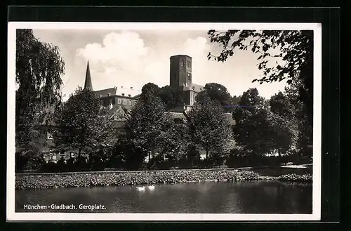 AK München-Gladbach, Blick zur Kirche am Geroplatz