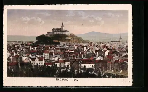 AK Siegburg, Blick auf die Abtei Michealsberg über der Stadt