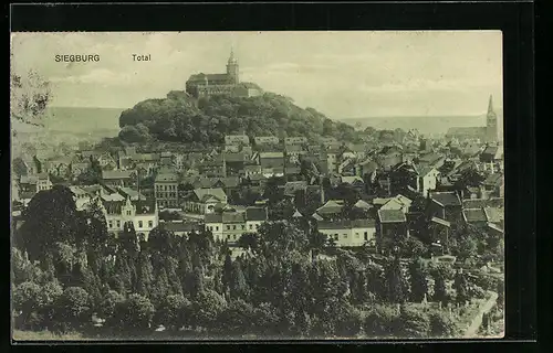 AK Siegburg, Stadttotale mit der Abtei auf dem Michealsberg