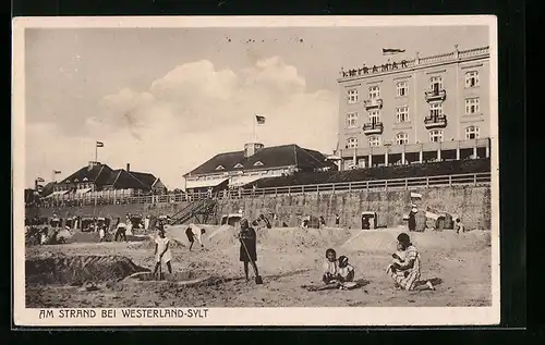 AK Westerland auf Sylt, Badegäste am Strand