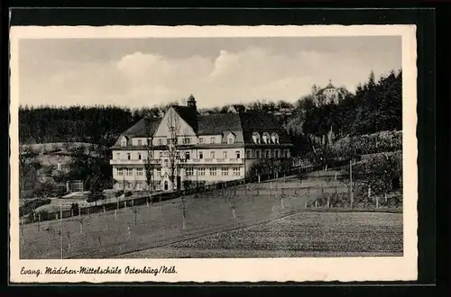 AK Ortenburg in Ndb., Blick auf die Evang. Mädchen-Mittelschule