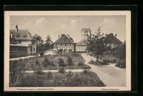AK Grafenwöhr, der Truppenübungsplatz, Blick auf die Offiziers-Baracken