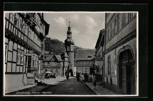 AK Stolberg im Harz, Hotel Preussischer Hof auf dem Marktplatz